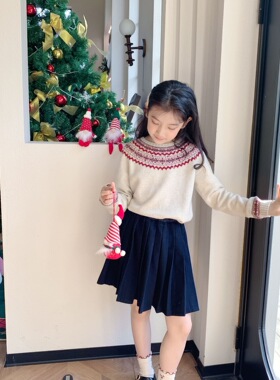 Choice.i Girl bp 女童法单费尔岛羊毛针织衫 烫钻提花毛衣