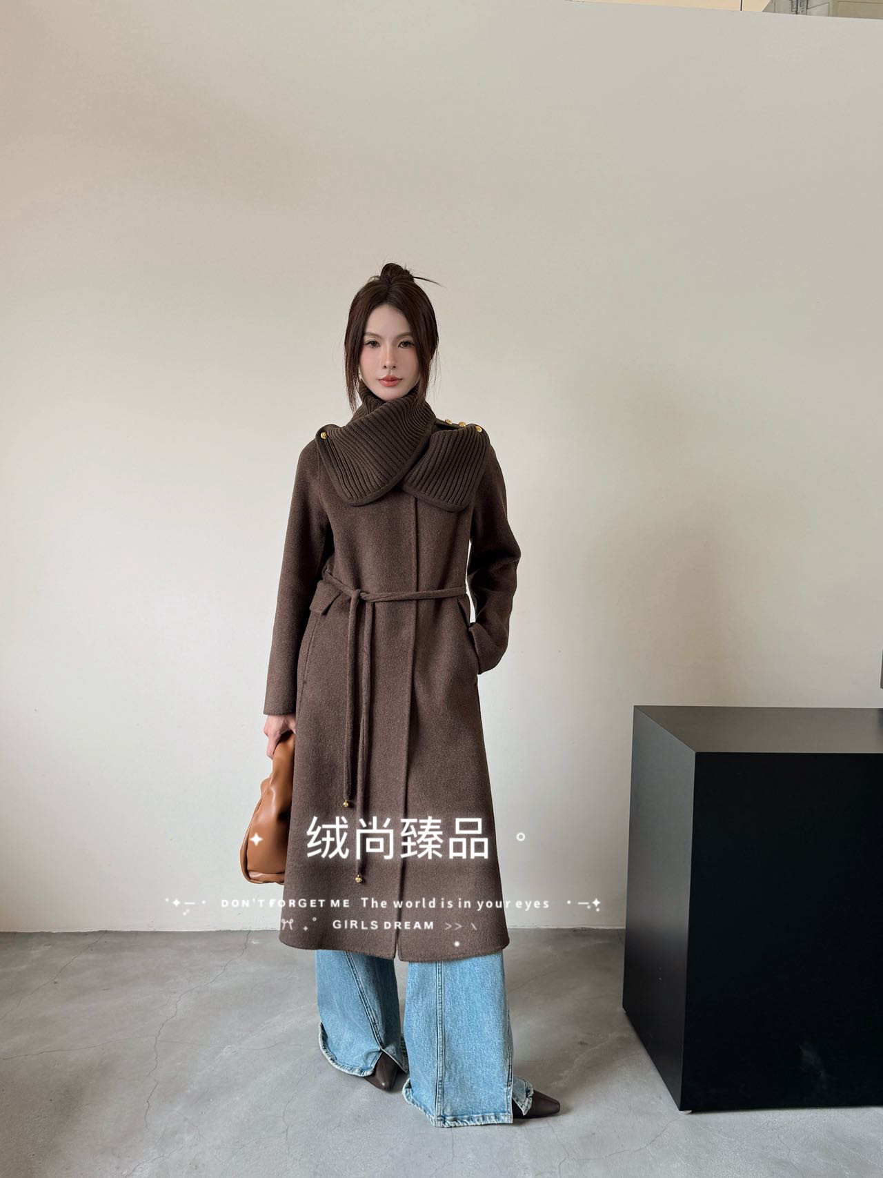 2025秋冬新款双面羊绒大衣可拆卸披肩斗篷收腰韩系宽松羊毛外套女,女装/女士精品,毛呢外套,淘宝优惠券,粉丝福利购,淘宝优惠卷