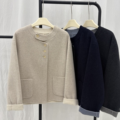 韩国双面羊绒大衣女短款2025秋冬新款韩版宽松小个子显瘦羊毛外套