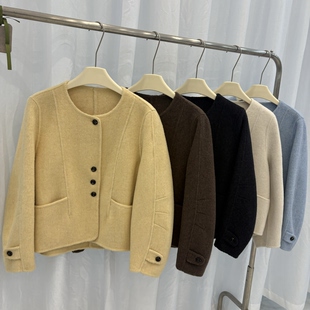 羊毛外套女 宽松版 2025秋冬新款 欧洲站双面羊绒大衣小个子福音短款