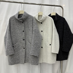 韩版双面羊绒大衣短款女25秋冬新款立领宽松显瘦小个子羊毛外套