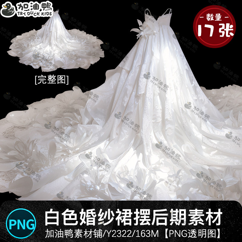 白色婚纱照主纱蓬蓬裙大裙摆情侣照后期修图免抠透明png设计素材