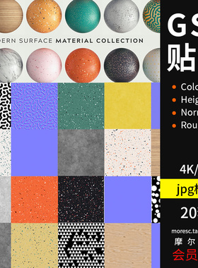 GSG灰猩猩材质水磨石金属纹理法线置换通道C4D渲染贴图贴图TT029