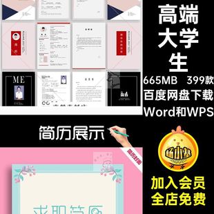 高端个人求职399款时尚个人求职大学生个人求职素材白领简历高端