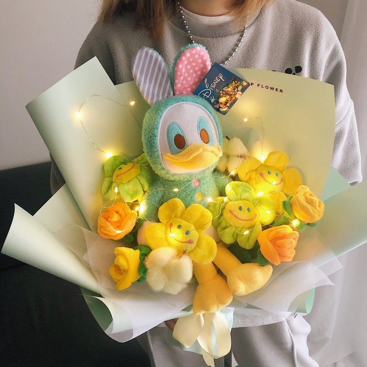 upflower原创可爱米奇米妮老虎唐老鸭卡通公仔生日花束教师节礼物