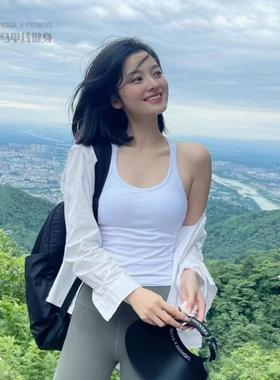 短款ebb带胸垫透气显瘦健身撸铁吸湿排汗螺纹瑜伽背心女