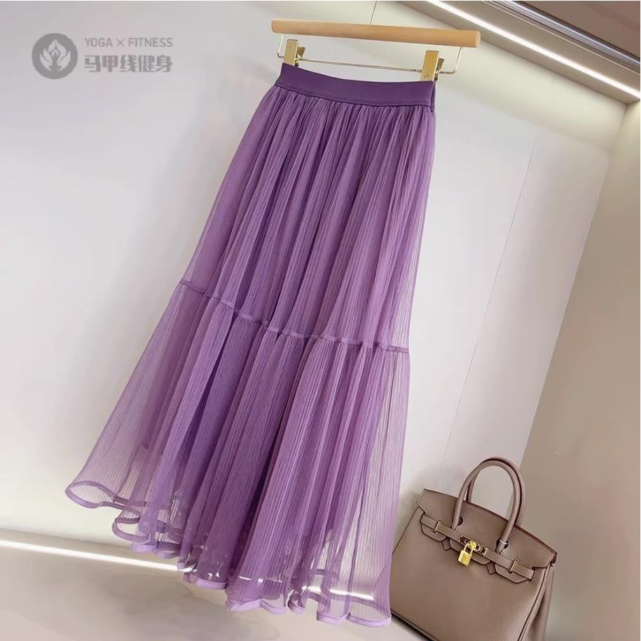 温柔浪漫月光纱裙2023春款松紧