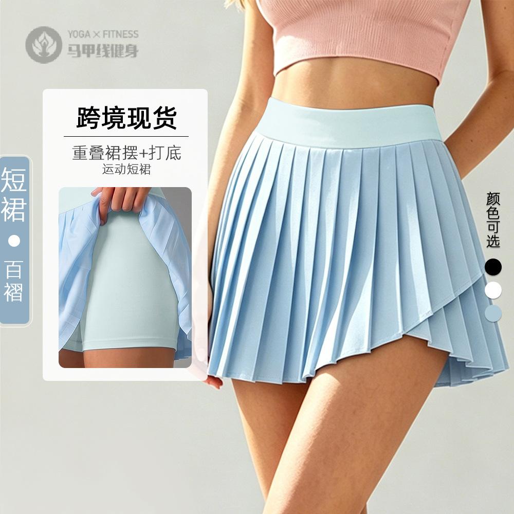 高腰百褶运动短裙女防走光速干