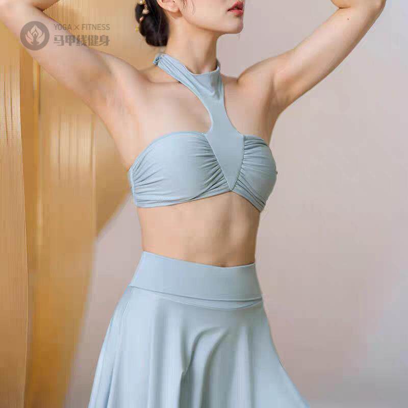 抹胸式挂脖系结瑜伽服含可拆卸胸垫跑步运动内衣健身服女Bra