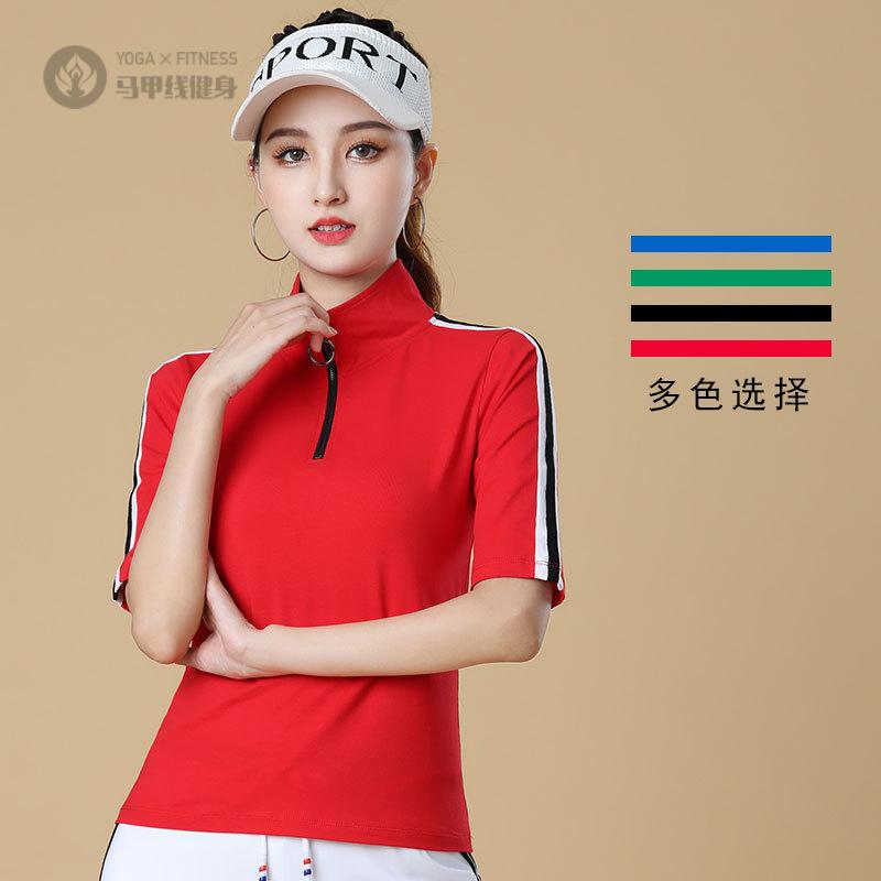 广场舞中袖翻领拉链上衣秋款棉质