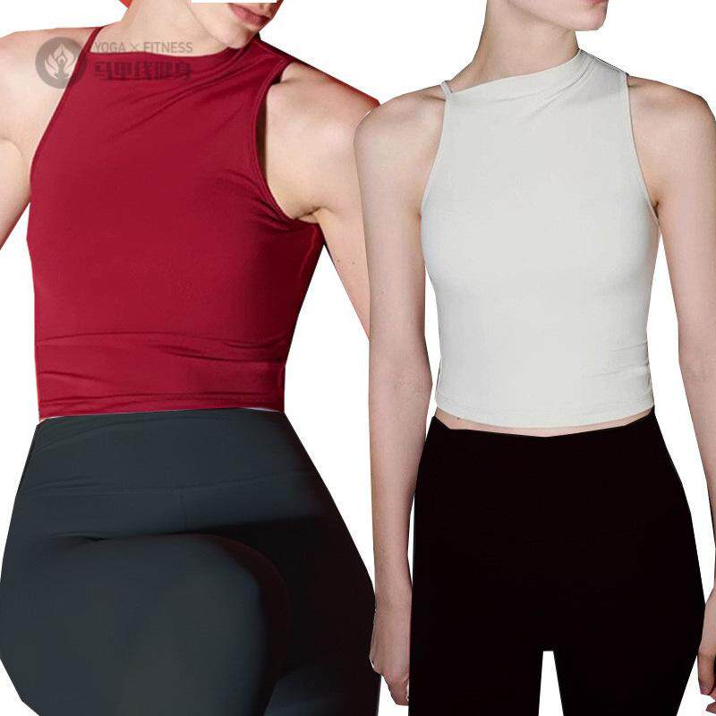 新款瑜伽背心女高弹速干修身半高领运动健身吊带上衣