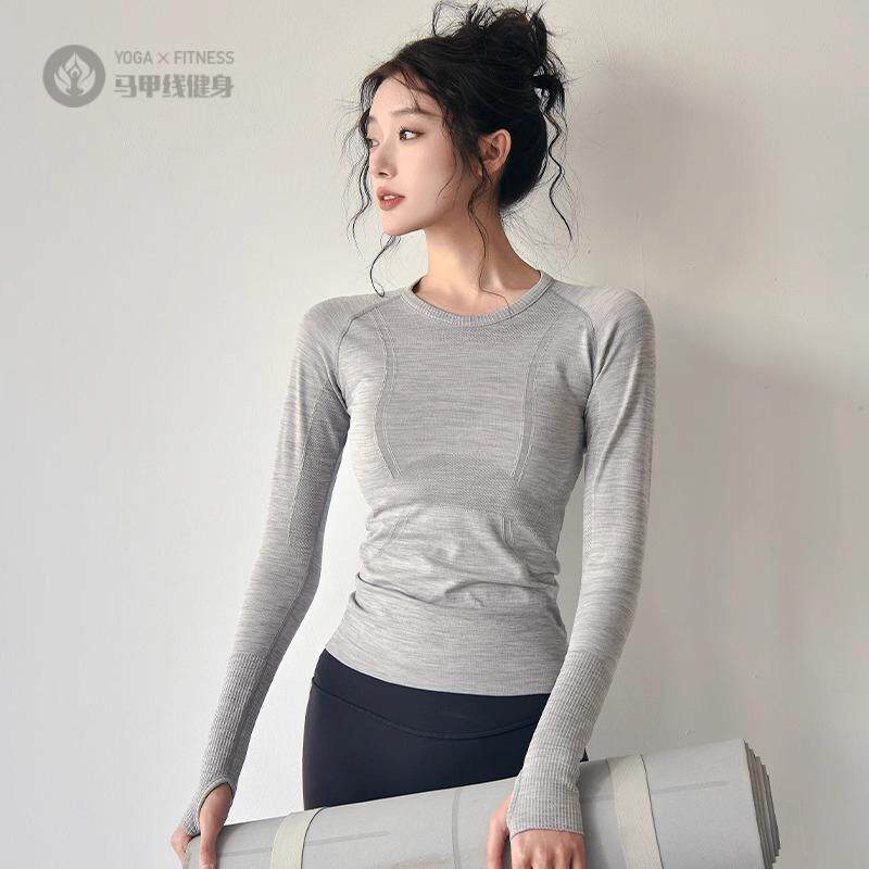 25运动上衣女秋冬款修身圆领速干瑜伽服跑步训练透气健身服长袖