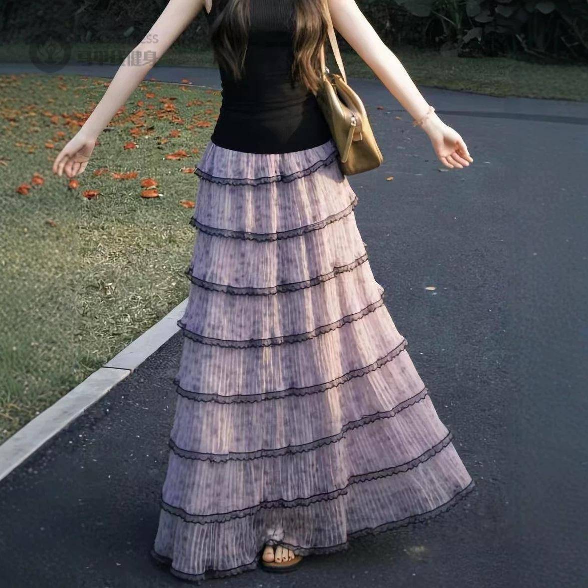 法式蛋糕半身裙女夏季高腰显瘦