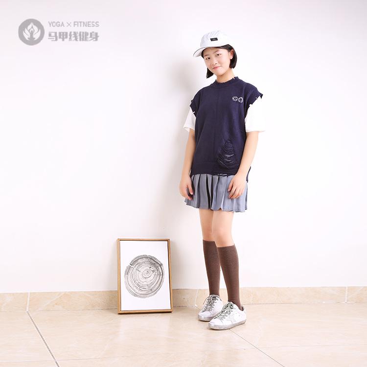 小腿袜女运动微压棉及膝下袜秋冬款纯色中筒袜