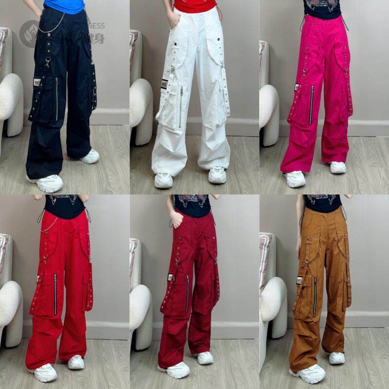 夏季新款百搭工装裤男女飘带裤时尚宽松广场舞曳步舞跳舞裤子