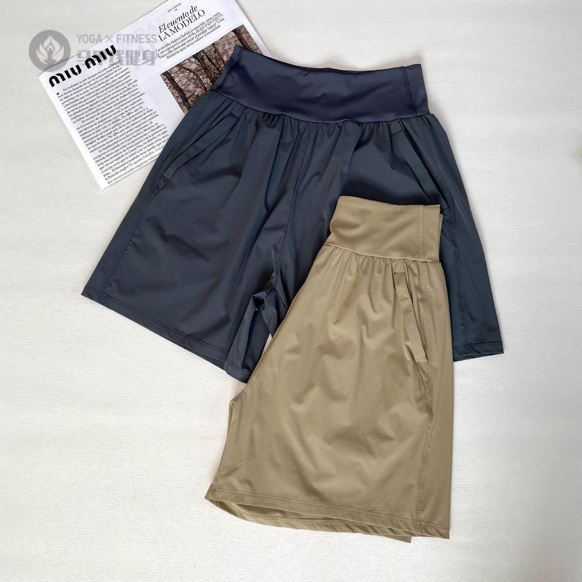 运动短裤女宽松瑜伽短裤外穿运动五分裤透气休闲裤子有口袋春夏