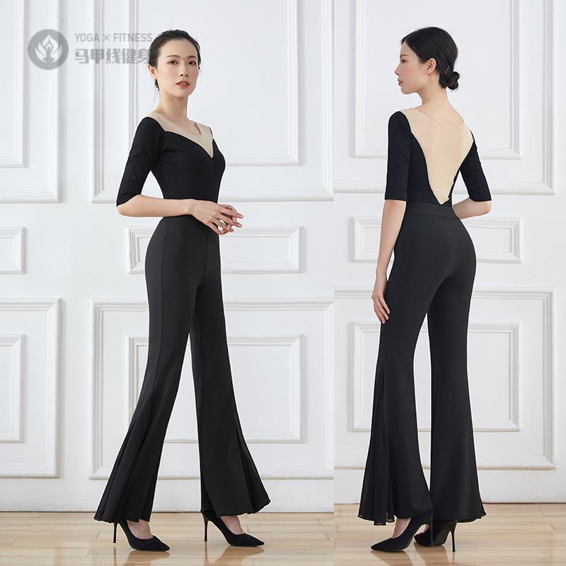 性感中袖网纱连体形体礼仪服模特