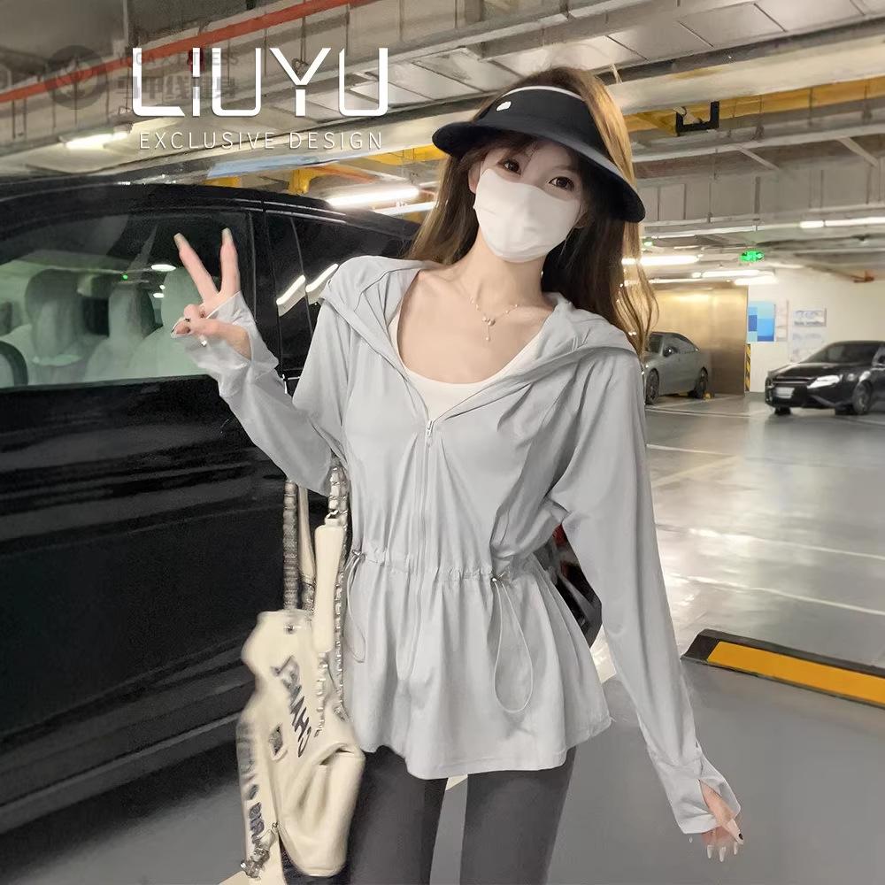 中长款原纱束腰防晒衣UPF50+网红