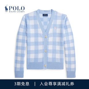 RL41598 24年春方格图案棉针织开襟衫 Ralph Lauren 拉夫劳伦女童