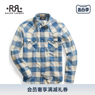 经典 款 修身 RL90171 RRL男装 版 型格纹斜纹布西部衬衫