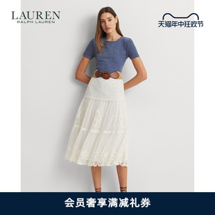 Lauren 24年夏刺绣网眼布层叠半身裙RL62057 拉夫劳伦女装