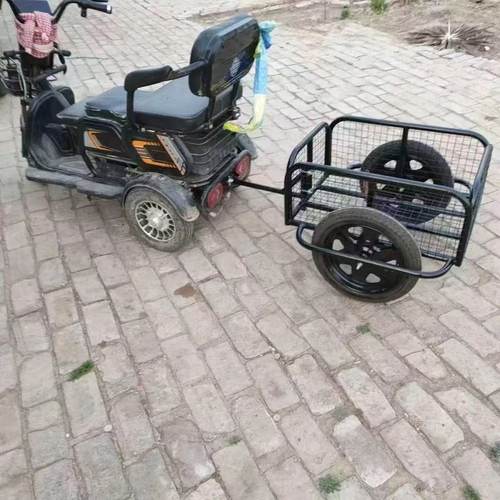 后挂摆摊露营小拉车拖车钓鱼拉货车电动车后挂小拖车摩托车牵引车