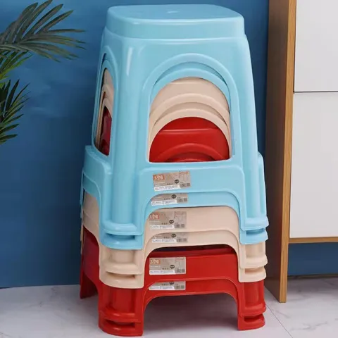 家用凳子加厚简约客厅板凳塑料高凳椅子餐桌方凳成人北欧叠放