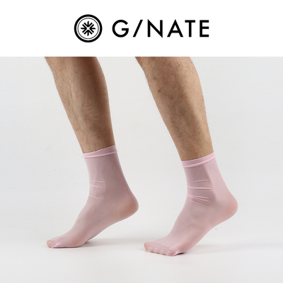 及图3双袜子男短袜ick丝袜油亮薄款中筒防臭商务夏季粉色冰丝男袜