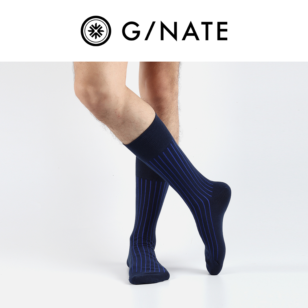 G/NATE及图 袜子男款秋冬季纯棉中筒袜透气条纹黑色运动商务短袜