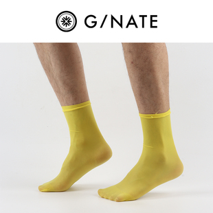 及图3双袜子男短袜ick丝袜油亮薄款 黄色冰丝男袜 中筒防臭商务夏季