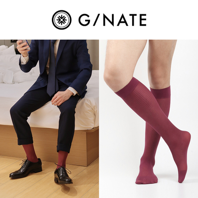 及图GNATE 正装商务男士丝袜条纹薄款透气日系防臭性感中筒袜3双