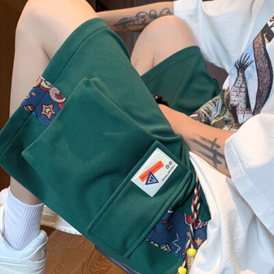 美式国潮刺绣工装短裤夏季