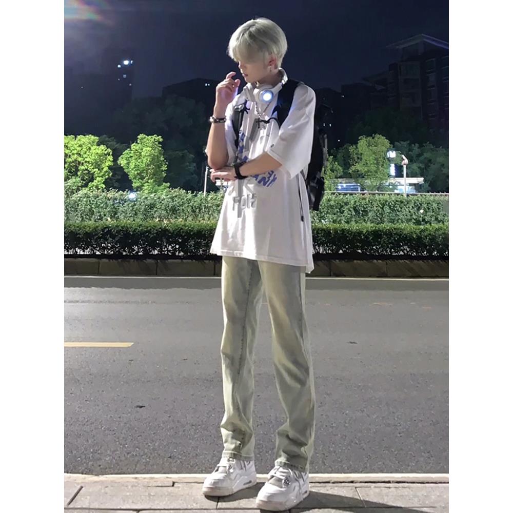 美式vibe高街裤子男微喇裤