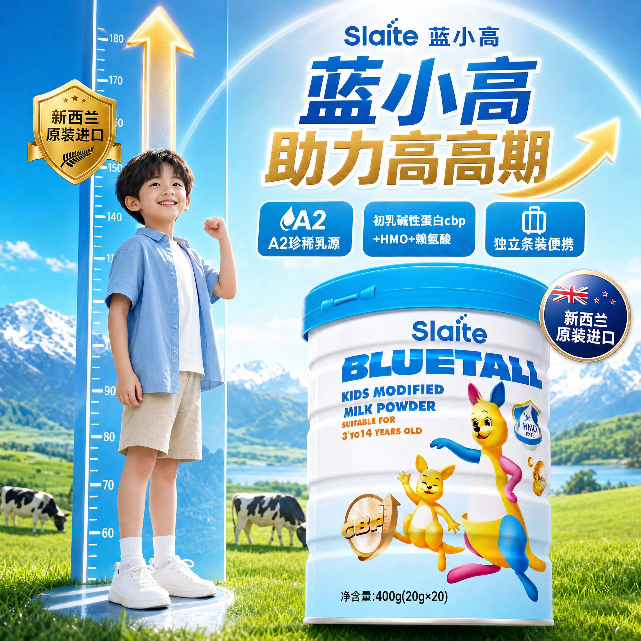 新西特蓝小高儿童成长配方奶粉3岁以上学生青少年新西兰进口20袋