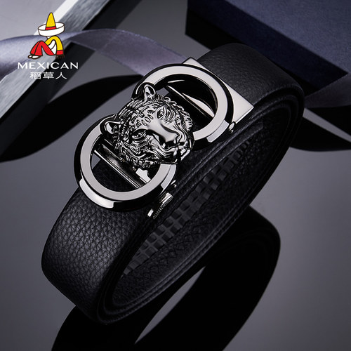 稻草人男士年轻人纯牛皮休闲商务