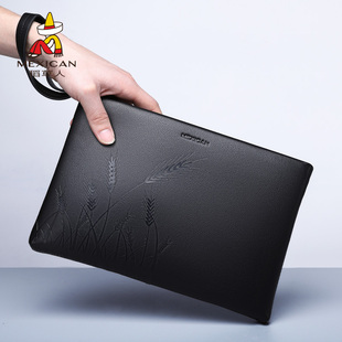 稻草人2025新款男士手拿包男正品真皮商务男款皮夹时尚牛皮信封包