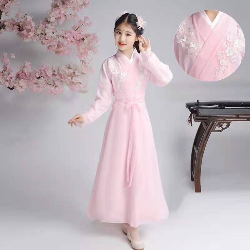 女童古装儿童古筝演出服女汉服中国风古代小孩仙女装轻纱写真礼服