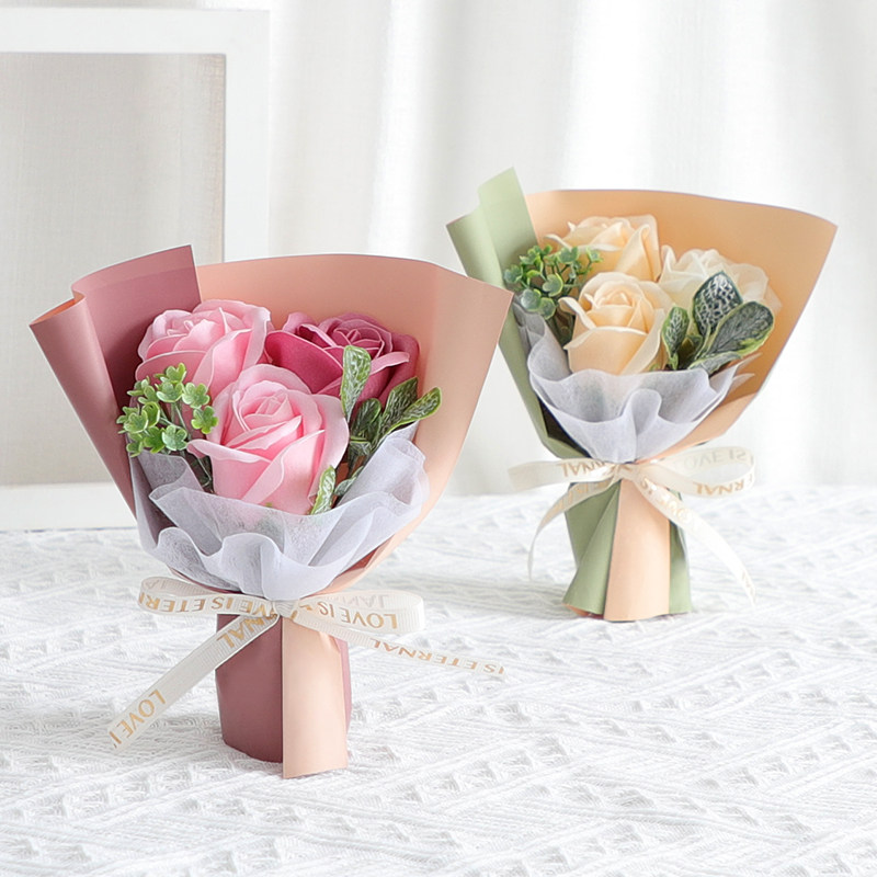 永生花花束香皂花仿真玫瑰花迷你小花束生日礼物成品假花礼盒礼品