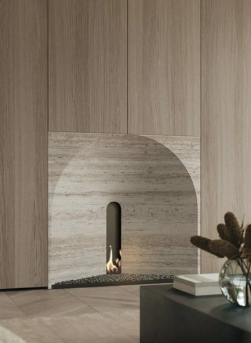 MystiX  天然大理石意大利洞石高定设计师高端壁炉欧美式现代别墅