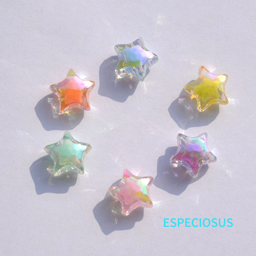 DIY手工配件15MM透明幻彩亚克力珠中珠五角星钥匙扣串珠材料50个 - 封面