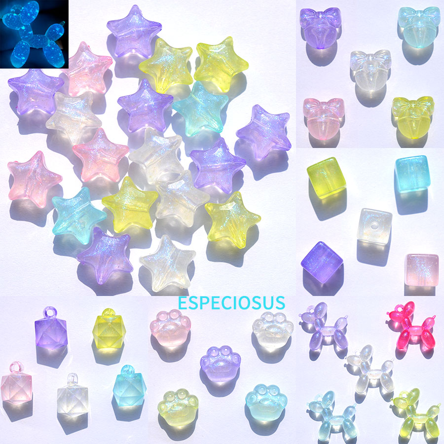 亚克力夜光彩色卡通珠子混款猫爪