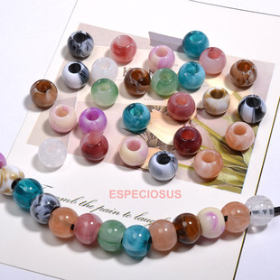 12MM亚克力仿瓷大孔圆珠子diy饰品配件国风水墨彩色手链串珠隔珠