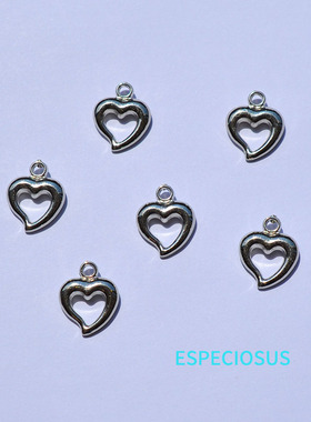 DIY饰品配件心形吊坠CCB仿金属配件18MM白K色鸡心手链挂件3元45个