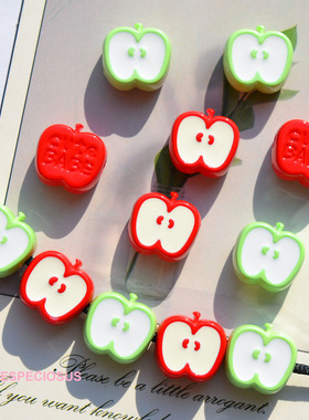 红色亚克力立体苹果大孔珠子diy饰品配件幻彩电镀隔珠发圈穿绳扣