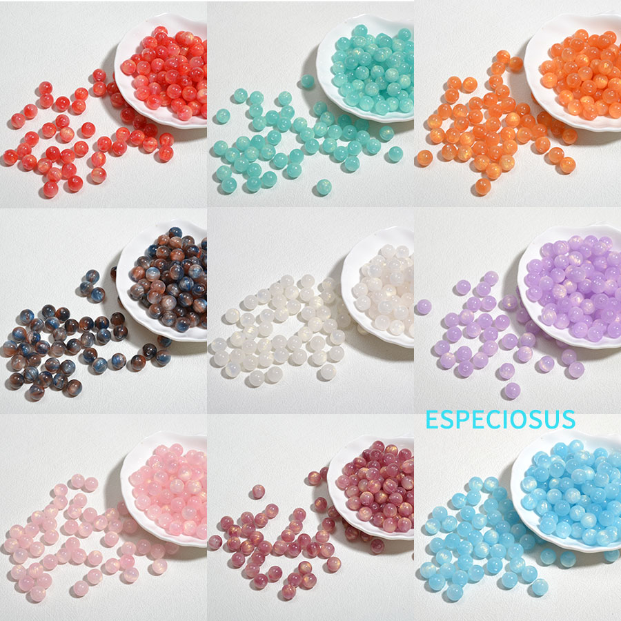 ESPECIOSUS树脂仿玉石金葱粉圆珠