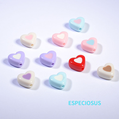 亚克力爱心烤漆双色心形手链珠子