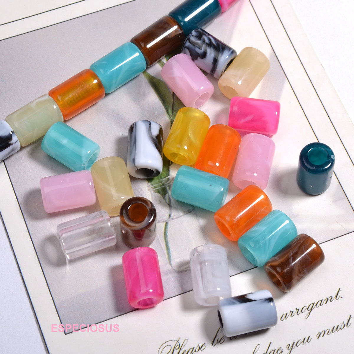 14MM亚克力圆柱形国风水墨彩色大孔珠子藤条包包编织材料桶珠配珠,饰品/流行首饰/时尚饰品新,其他DIY饰品配件,淘宝优惠券,粉丝福利购,淘宝优惠卷