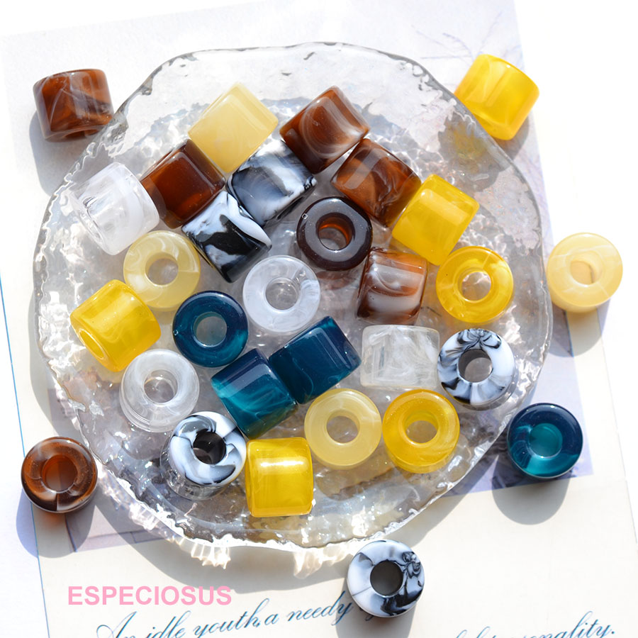 彩色亚克力复古仿玉圆柱形大孔珠