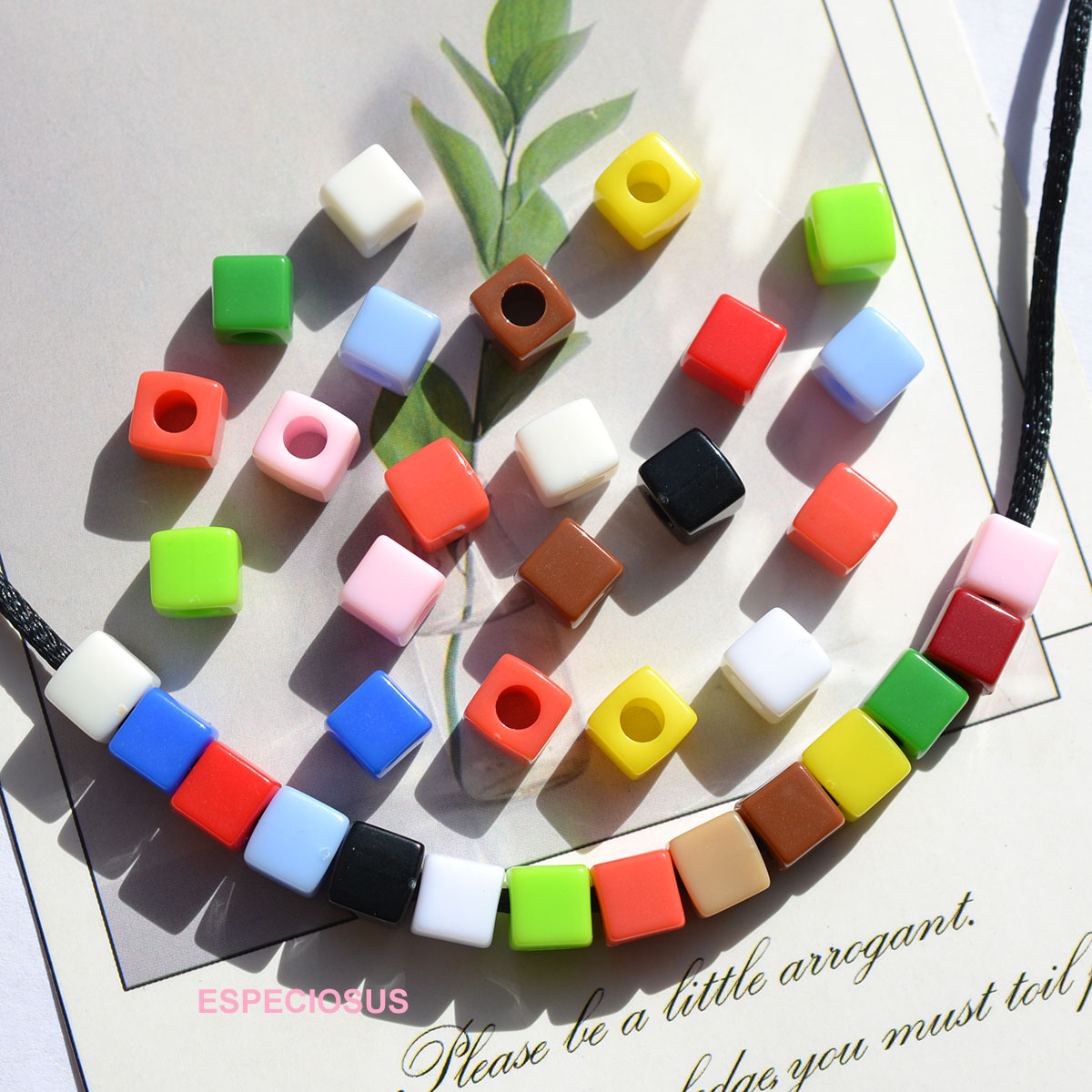亚克力彩色方块大孔珠子手链串珠