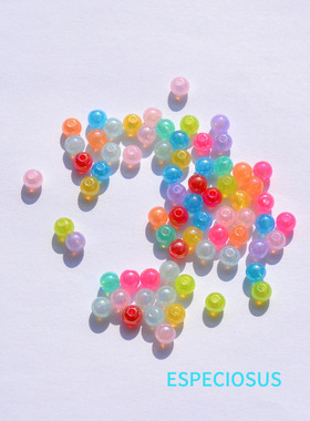 6MM幻彩电镀亚克力果冻珠子手链串珠材料彩色圆珠DIY饰品配件隔珠